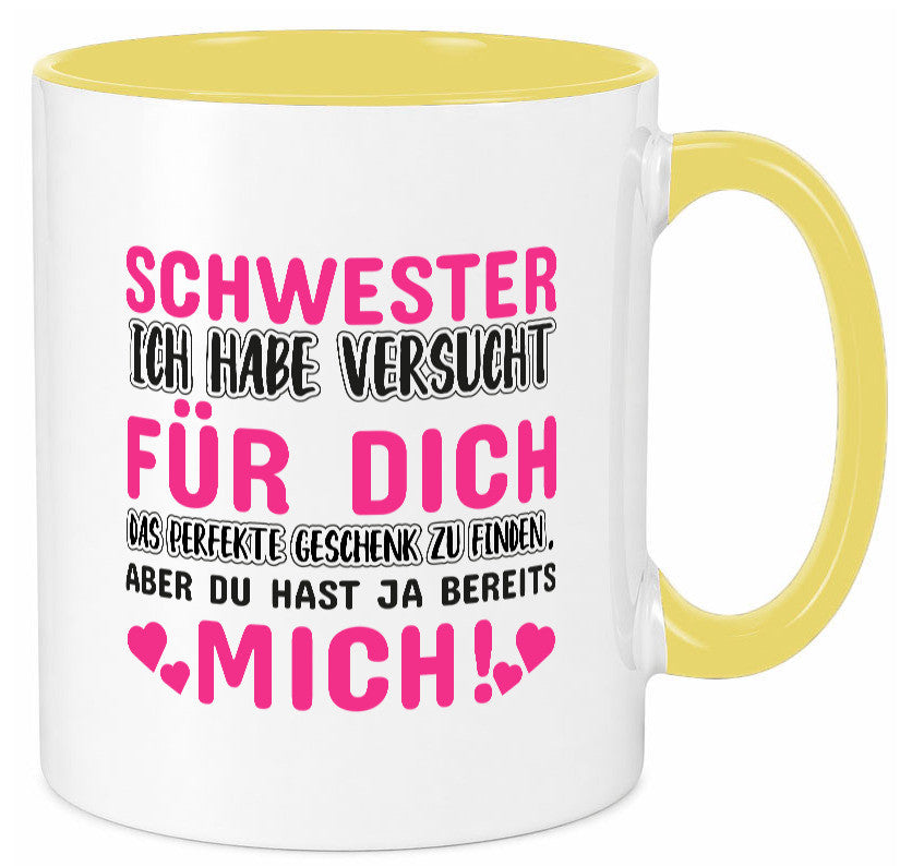 Schwester Tasse | lustiger Spruch Geschwisterliebe v2 Humor Geschenkidee