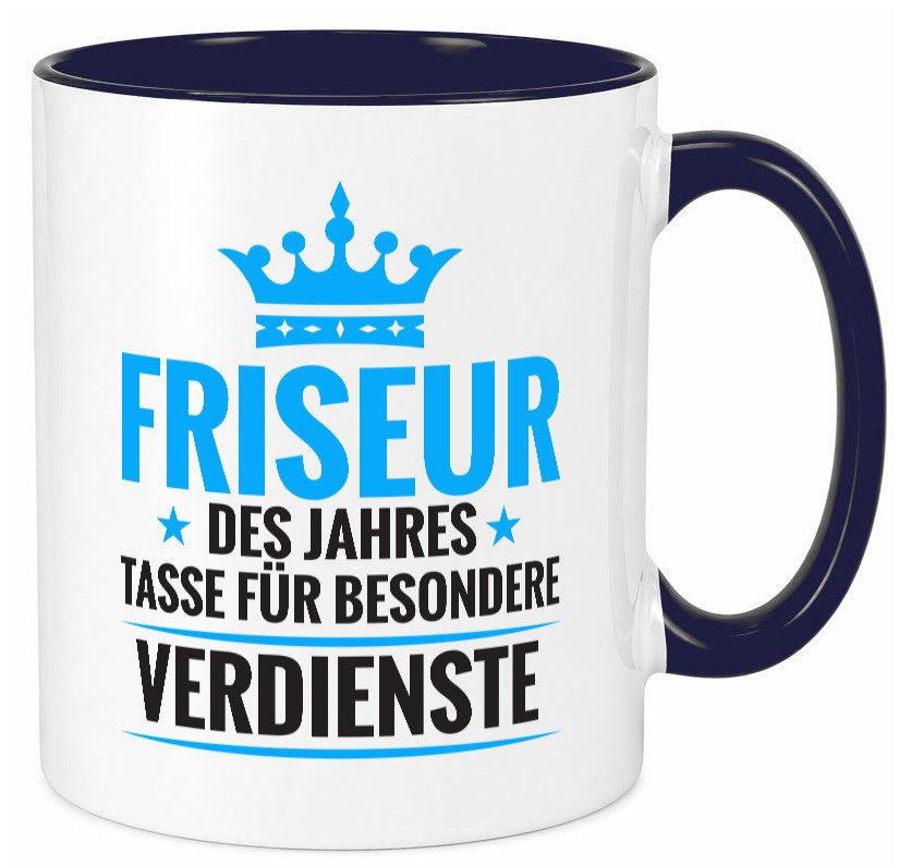 Besonderer Verdienst: Friseur | Frisör Geschenkidee Humor Tasse