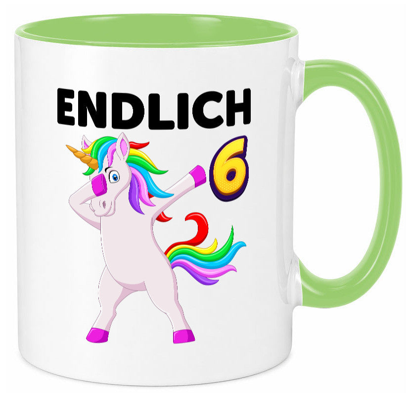 6. Geburtstag | endlich 6 Jahre Einhorn Mädchen Geschenkidee Humor Tasse
