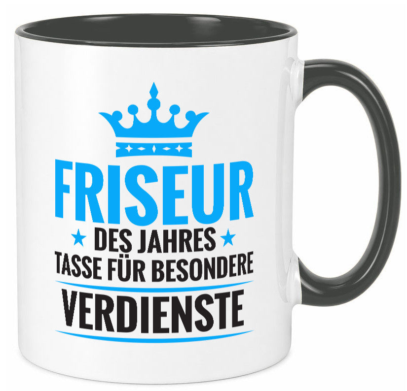 Besonderer Verdienst: Friseur | Frisör Geschenkidee Humor Tasse