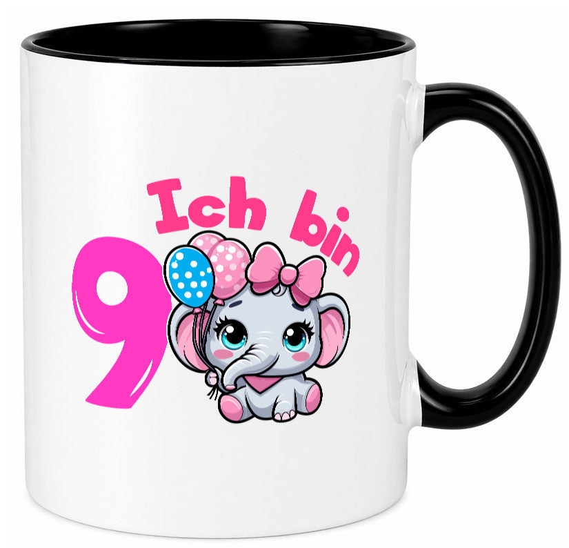 9. Geburtstag | 9 Jahre Elefant Mädchen Geschenk Geschenkidee lustiger Spruch Tasse