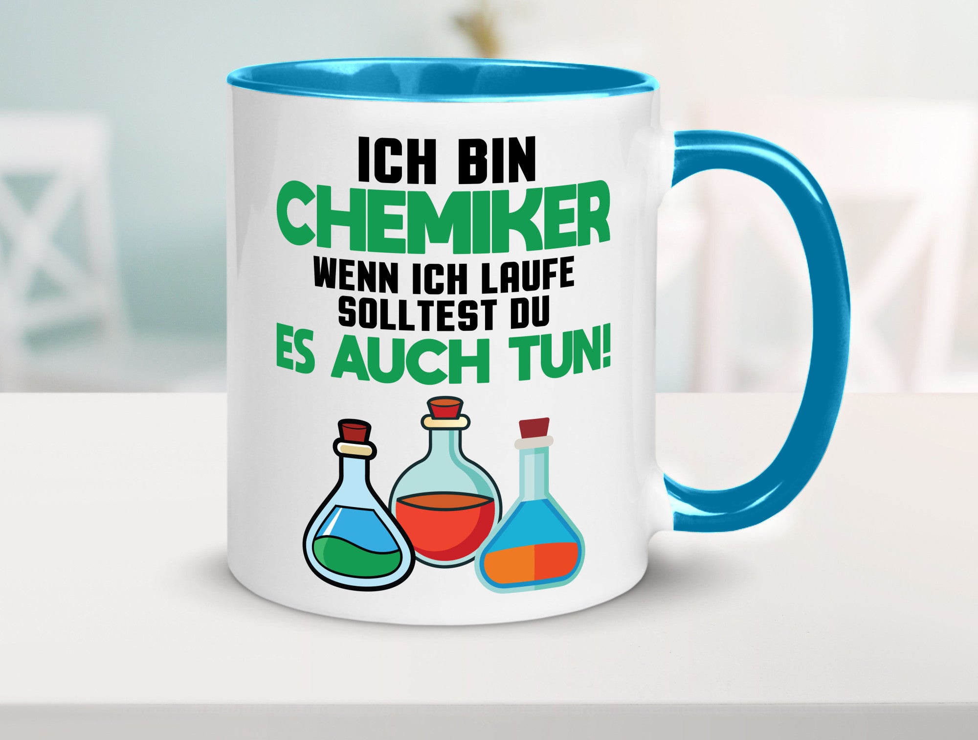 Ich bin chemiker wnen laufe solltest du es auch tun Humor Geschenkidee Tasse