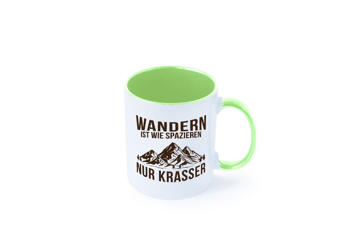 Wandern wie spazieren, nur krasser | Gebirge Bäume Geschenk Humor Geschenkidee Tasse