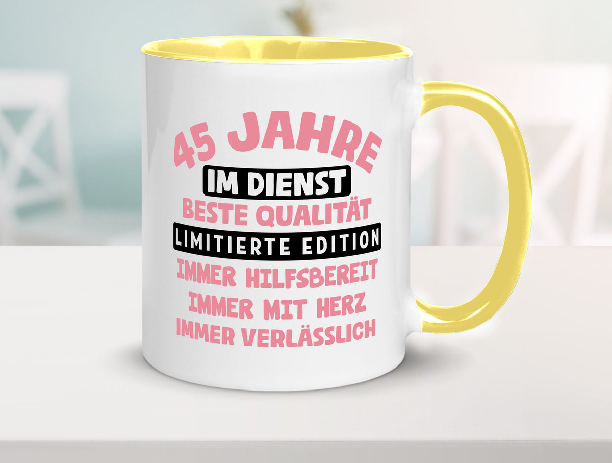 45 Jahre im Dienst | Jubiläum Arbeit v11 Geschenk Kollegen Büro lustiger Spruch Tasse