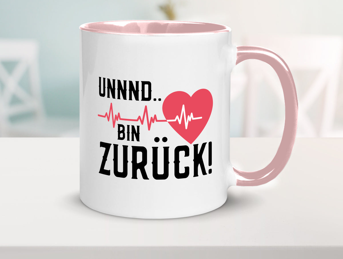 Bin zurück | Herzschlag Reanimation Puls Arzt Klinik Geschenk Humor Tasse