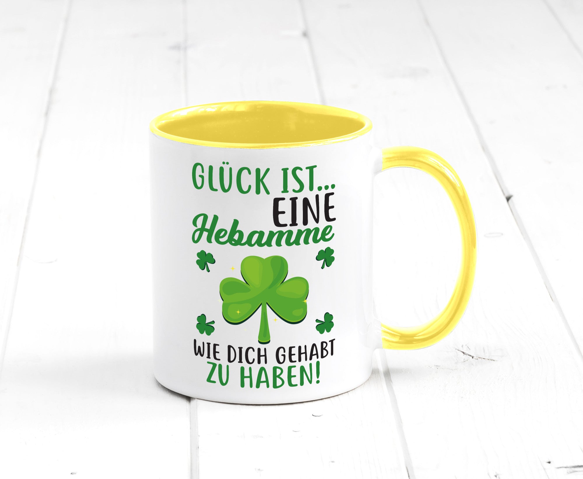 Hebamme Dankeschön | Dankes Tasse Kleeblätter Glück Humor Geschenkidee