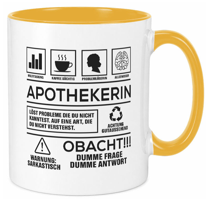 Achtung Probleme Apothekerin | Apotheke Pharmazie Humor Geschenkidee Tasse