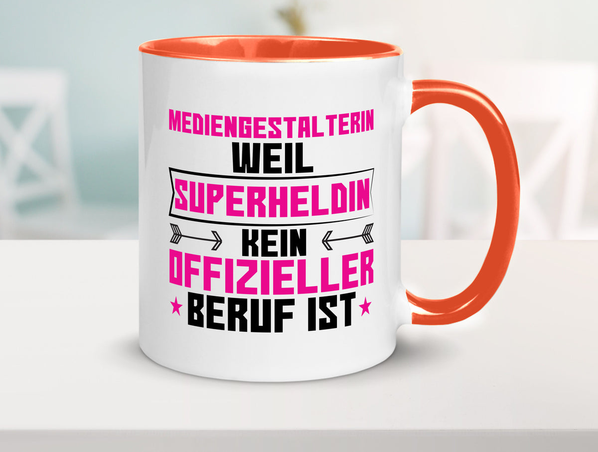 Superheldin Mediengestalterin | Medien lustiger Spruch Geschenk Humor Tasse