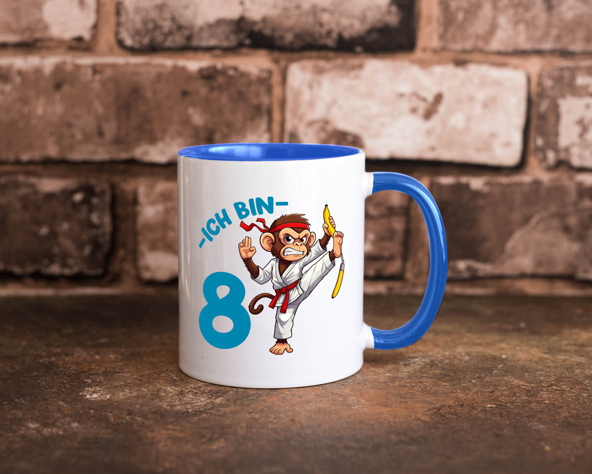 Ich bin 8 | 8. Geburtstag Karate Kampfsport Affe lustiger Spruch Geschenk Tasse
