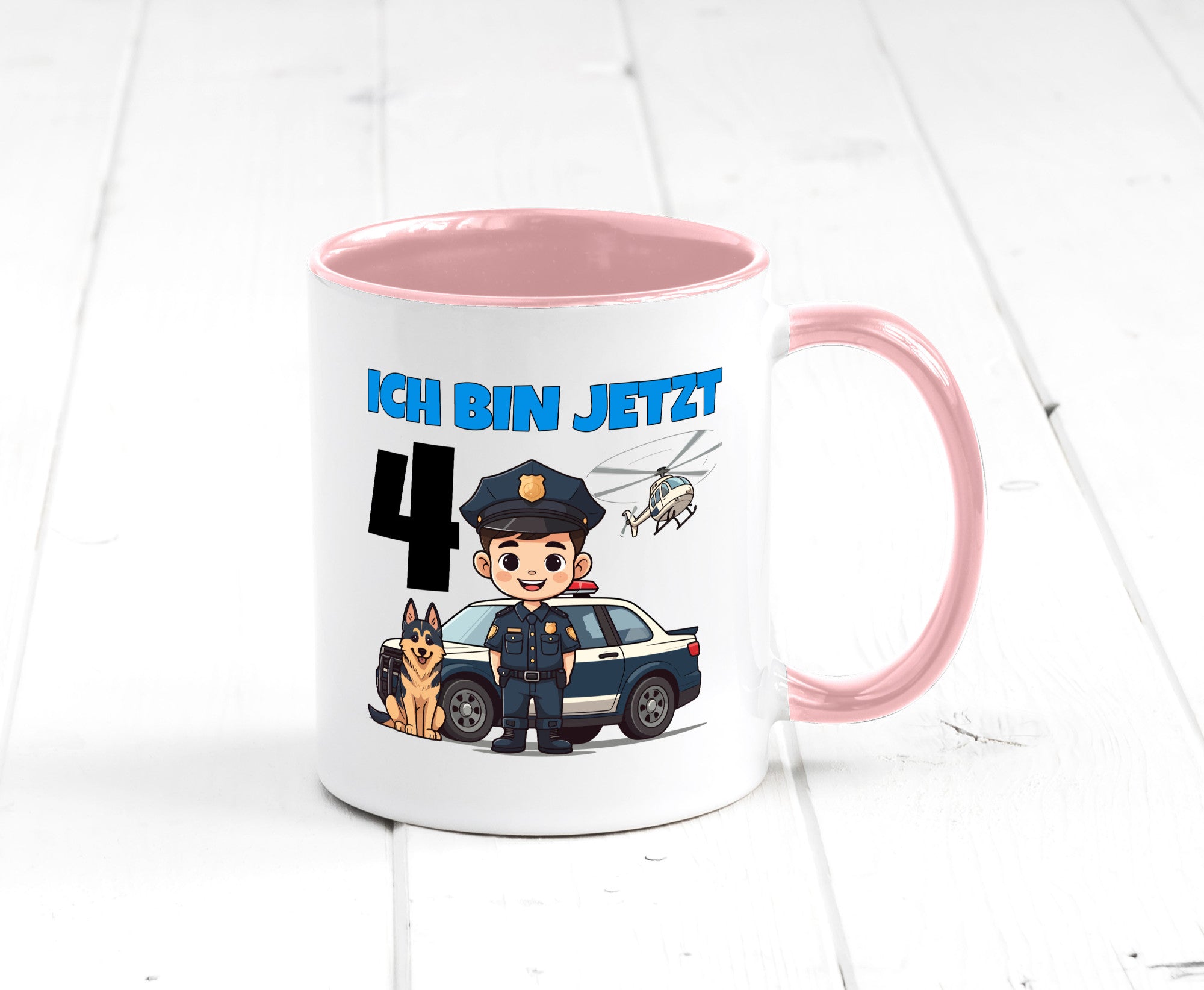 4. Geburtstag | 4 Jahre Polizei Kind Polizeiauto Humor Geschenkidee Tasse