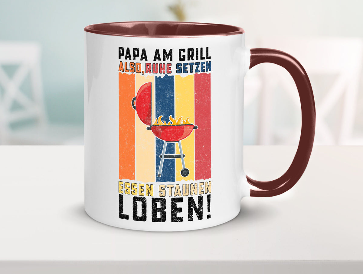 Papa am Grill | Grillmeister BBQ Grillabend v2 Geschenkidee Humor Tasse