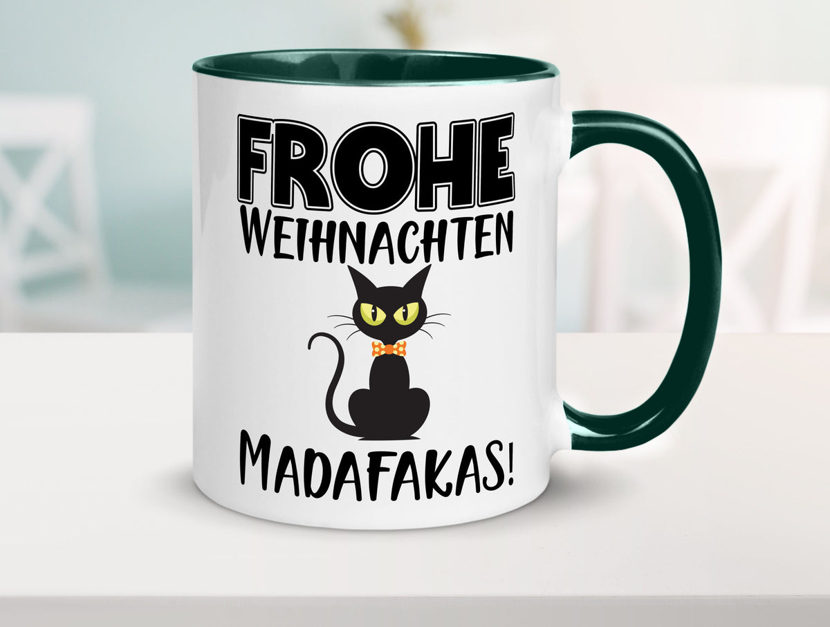 Frohe Weihnachten Madafakas! | Katze Tasse Vintage lustiger Spruch Geschenk