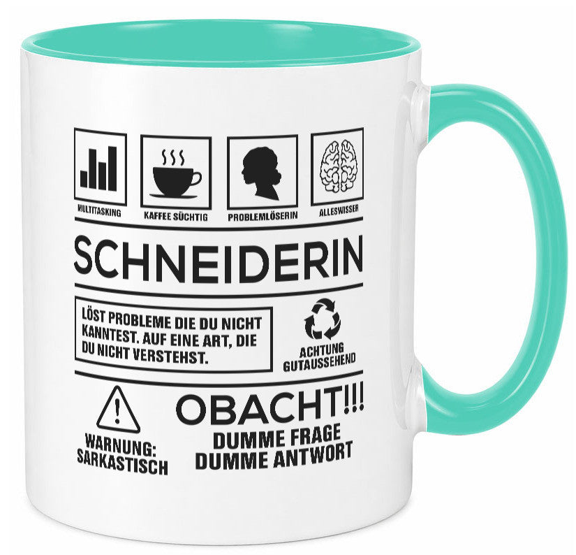 Achtung Probleme Schneiderin | Beruf Schneiderei Geschenkidee Arbeit Kollegen Tasse