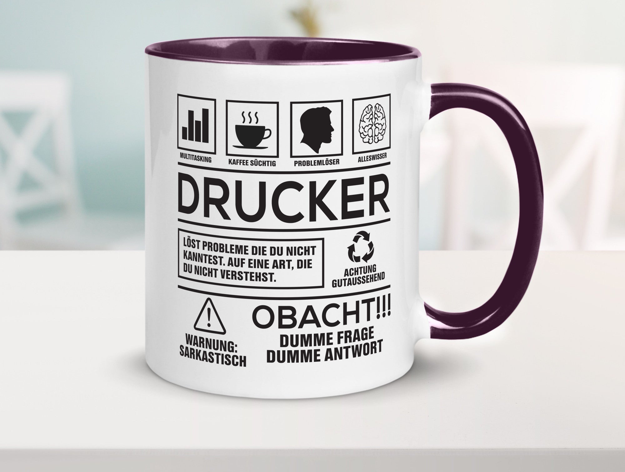 Achtung Probleme Drucker | Druckerei Print Medien Humor Geschenkidee Tasse