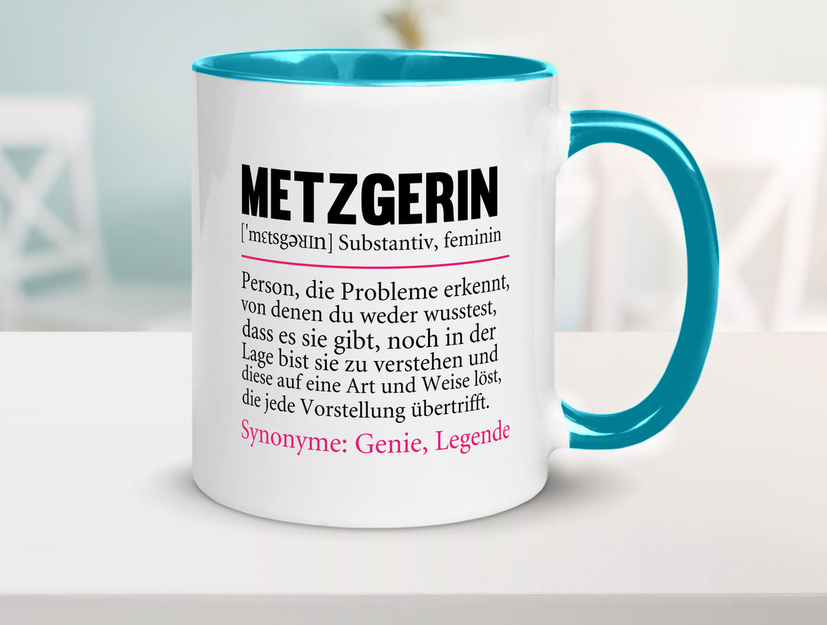 Metzgerin | lustig Fleischerin Humor v2 lustiger Spruch Geschenk Geschenkidee Tasse