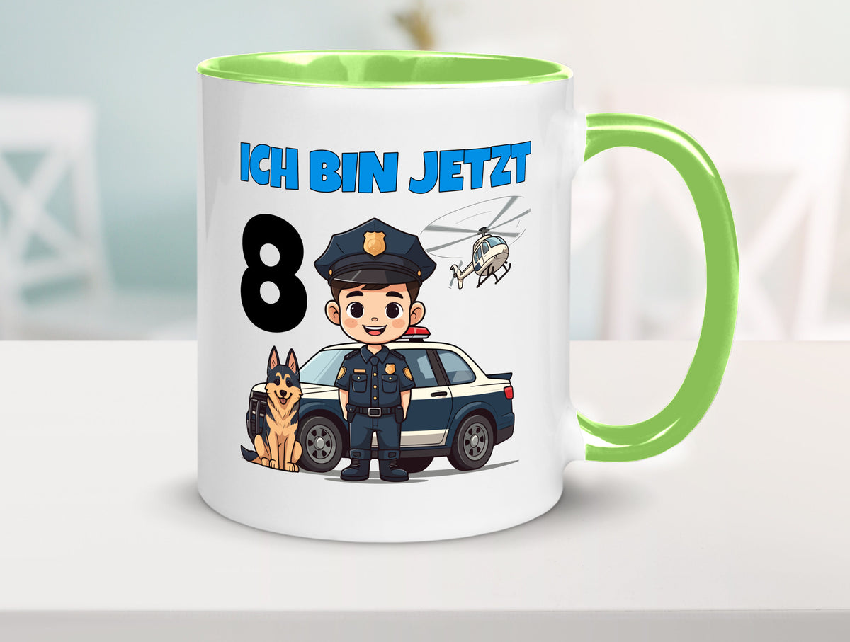 8. Geburtstag | 8 Jahre Polizei Kind Polizeiauto lustig Geschenkidee Geschenk Tasse
