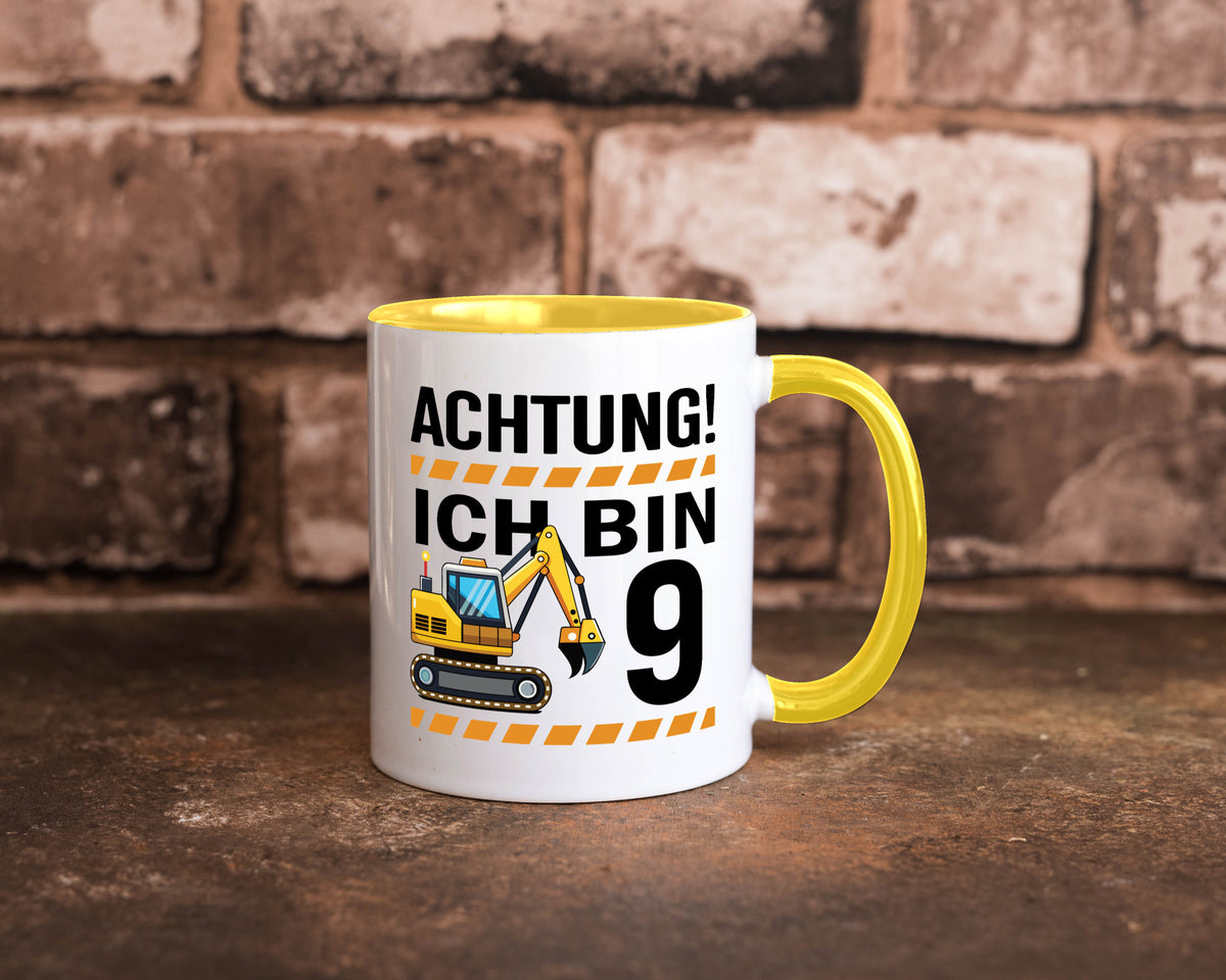 9 Geburtstag Ich bin | Bagger Junge lustiger Spruch Geschenk Geschenkidee Tasse