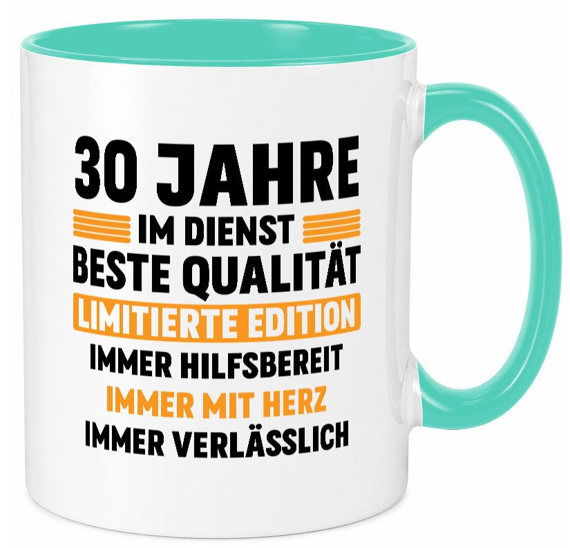 30 Jahre im Dienst | Jubiläum Arbeit v2 Geschenk Kollegen Büro lustiger Spruch Tasse