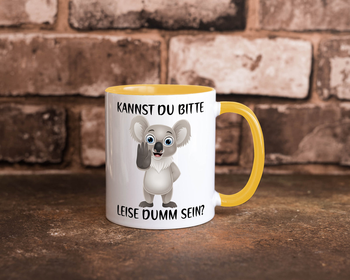 Bitte leise dumm sein | frecher Koala Flüstern Comic Humor Geschenkidee Tasse