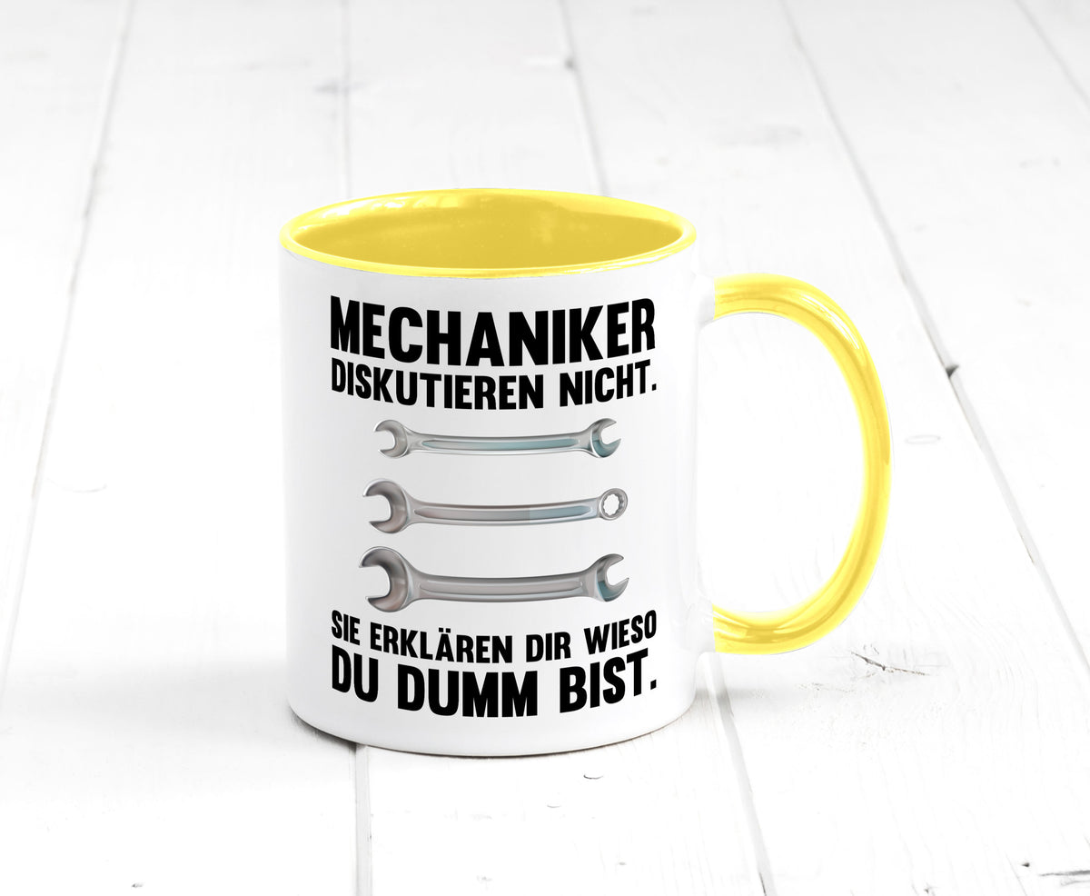 Mechaniker Diskutieren nicht sie erklären nur wieso Geschenkidee Tierliebhaber Tasse