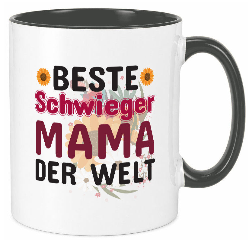 Beste Schwiegermama | Schwiegermutter Tasse Blumen Humor Familie Geschenkidee
