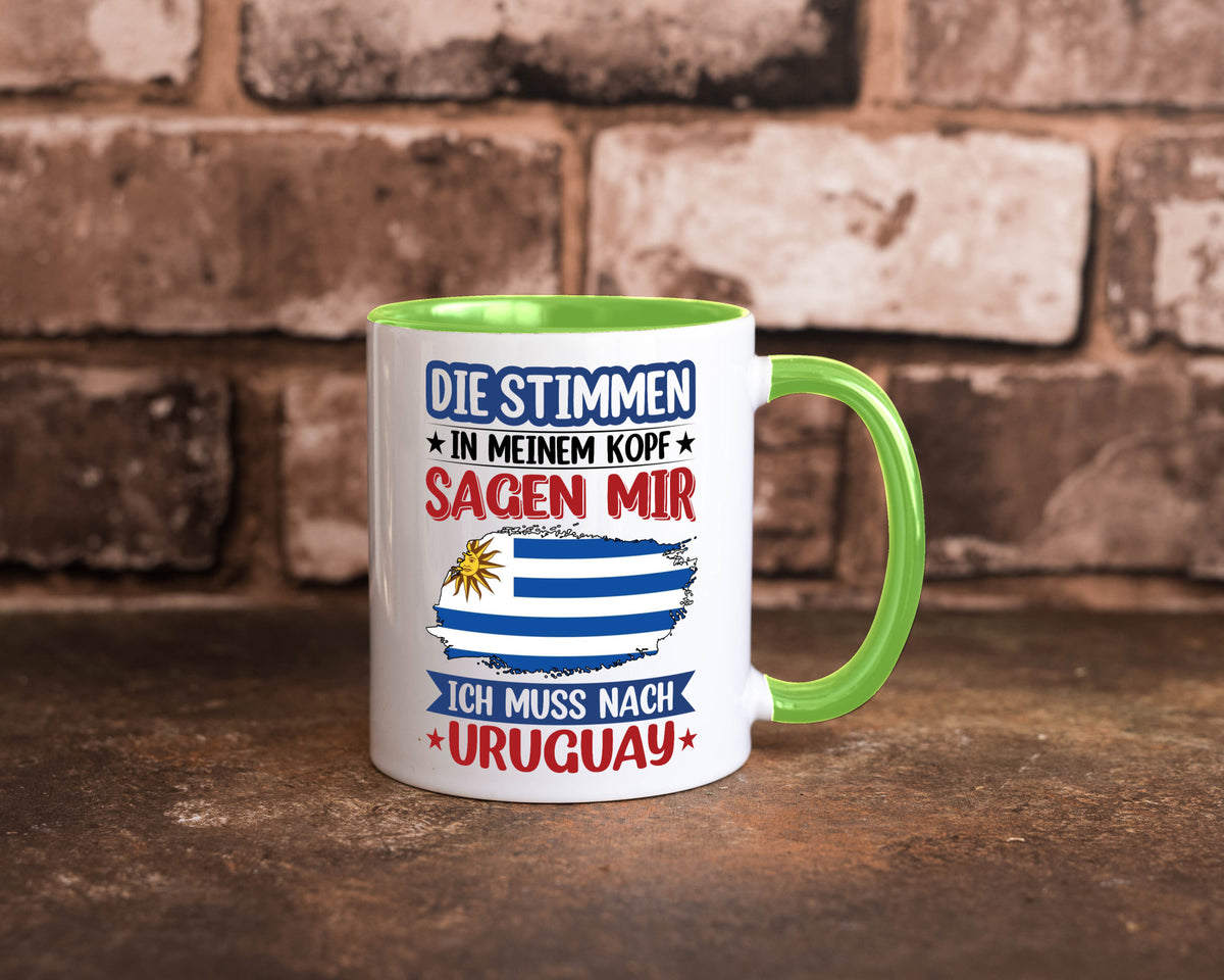 Uruguay | Urlaub Stimmen in meinem Kopf Traumland Geschenk Humor Geschenkidee Tasse