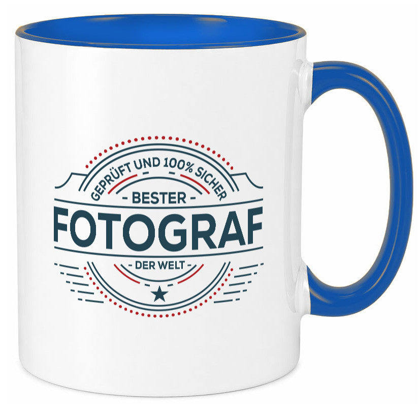 Geprüft und sicher: Fotograf | Fotografie Kamera Humor Geschenkidee Tasse