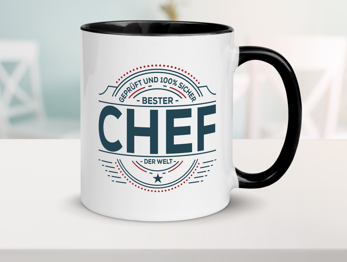 Geprüft und sicher: Chef | Führungskraft Vorgesetzter lustig Arbeit Kollegen Tasse