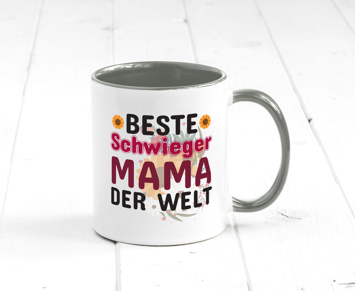 Beste Schwiegermama | Schwiegermutter Tasse Blumen Humor Familie Geschenkidee