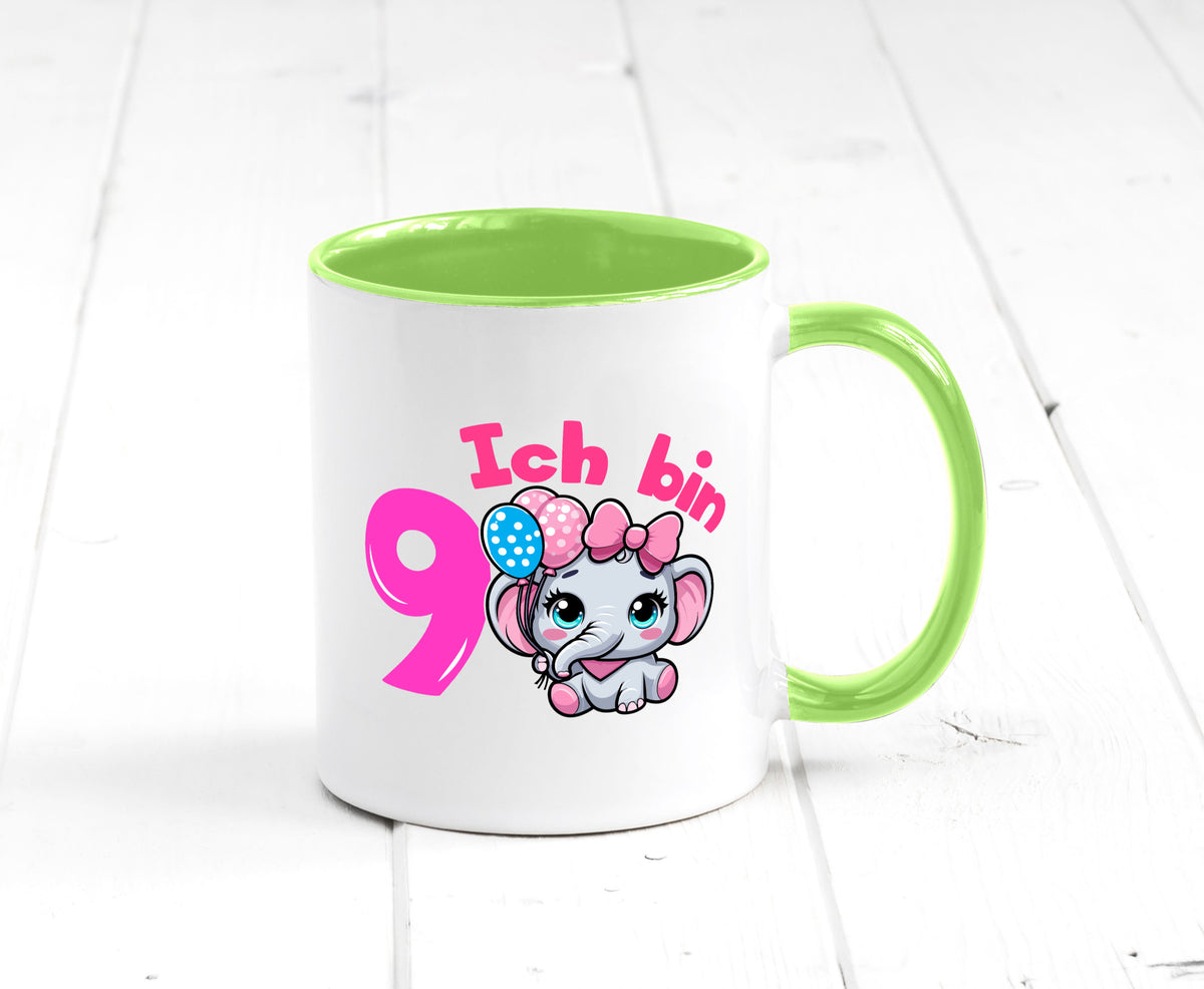 9. Geburtstag | 9 Jahre Elefant Mädchen Geschenk Geschenkidee lustiger Spruch Tasse