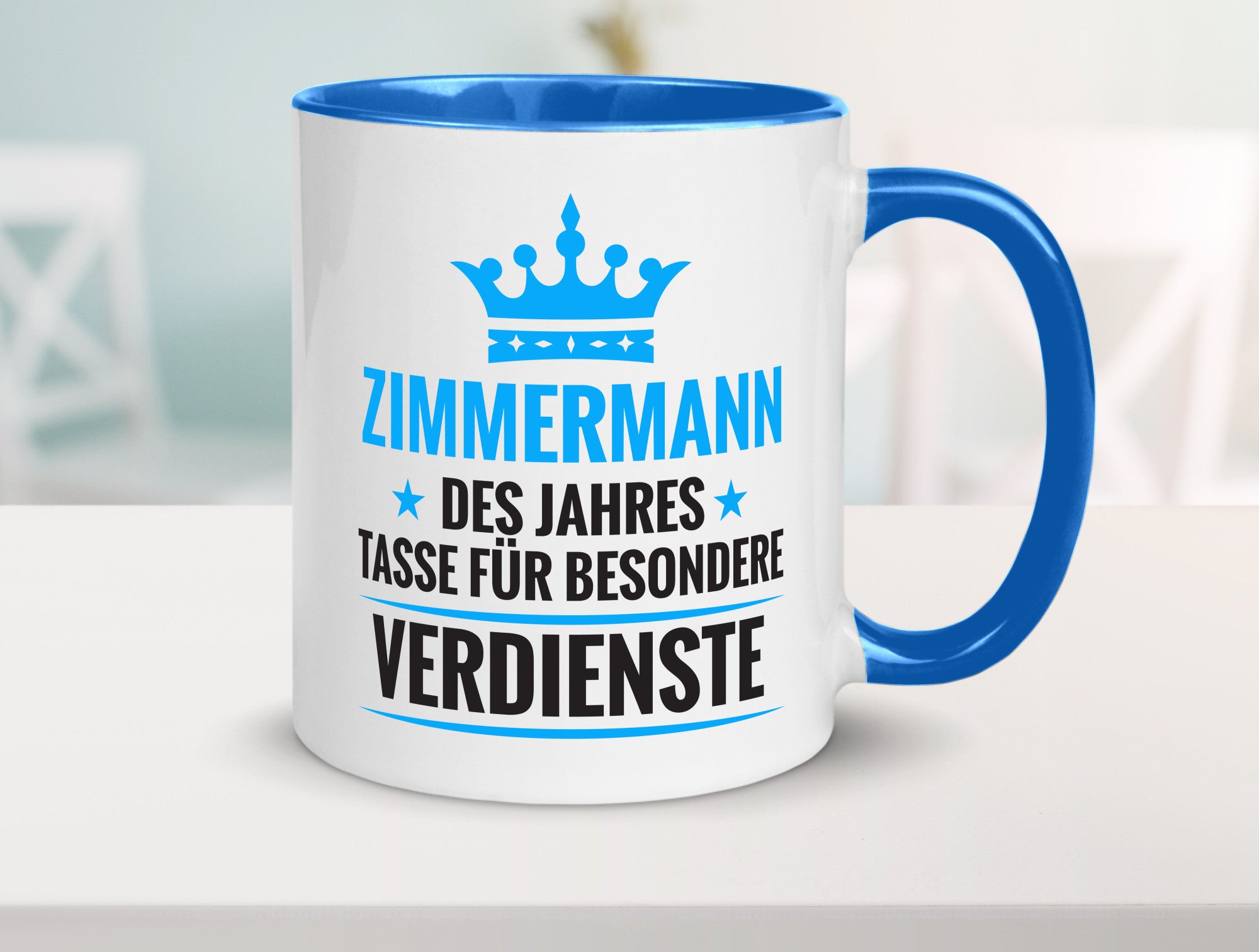 Besonderer Verdienst:Zimmermann | Handwerker Holzbau Humor Geschenkidee Tasse