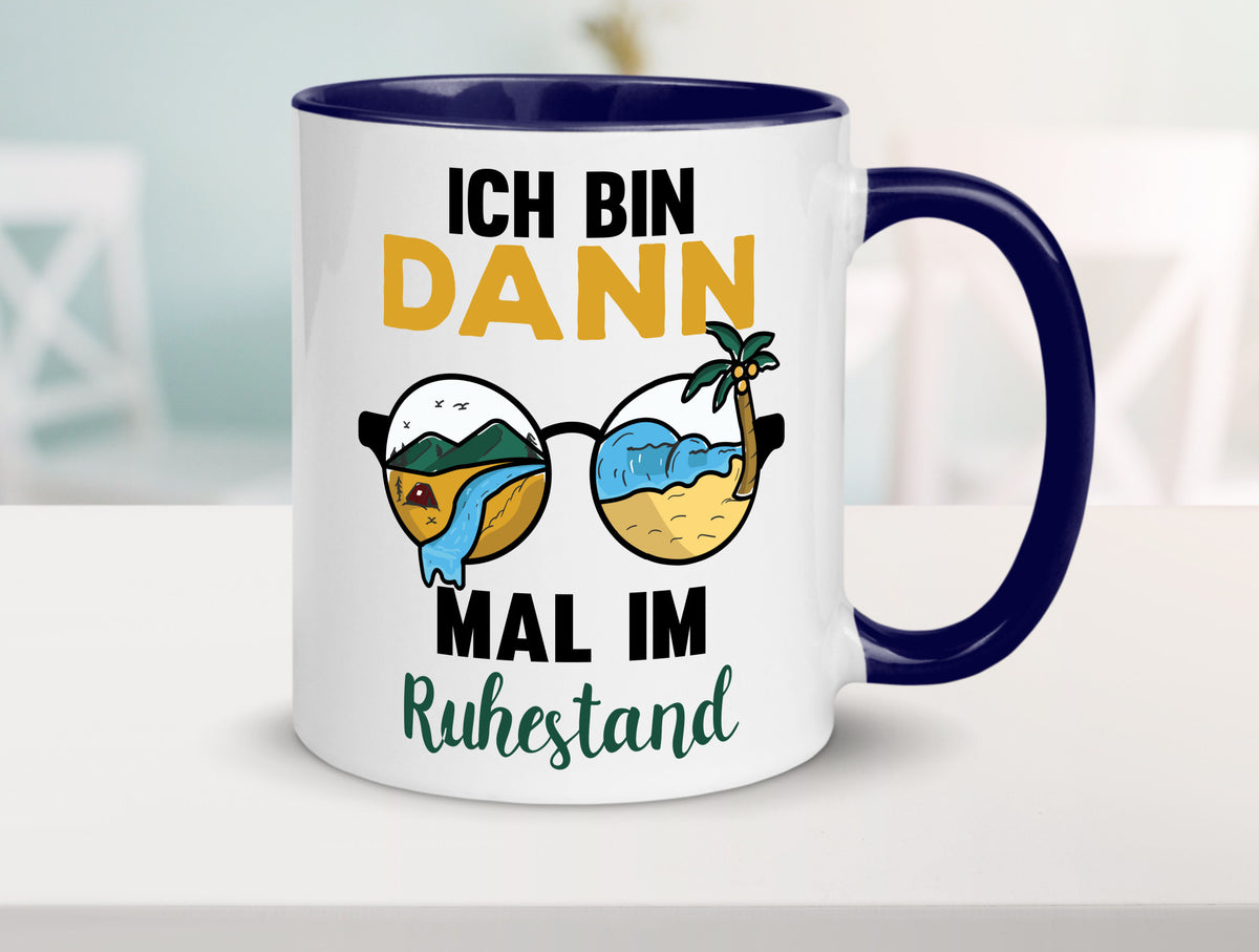 Bin dann mal im Ruhestand | Sonnenbrille Palme Meer lustig Jubiläum Geschenk Tasse