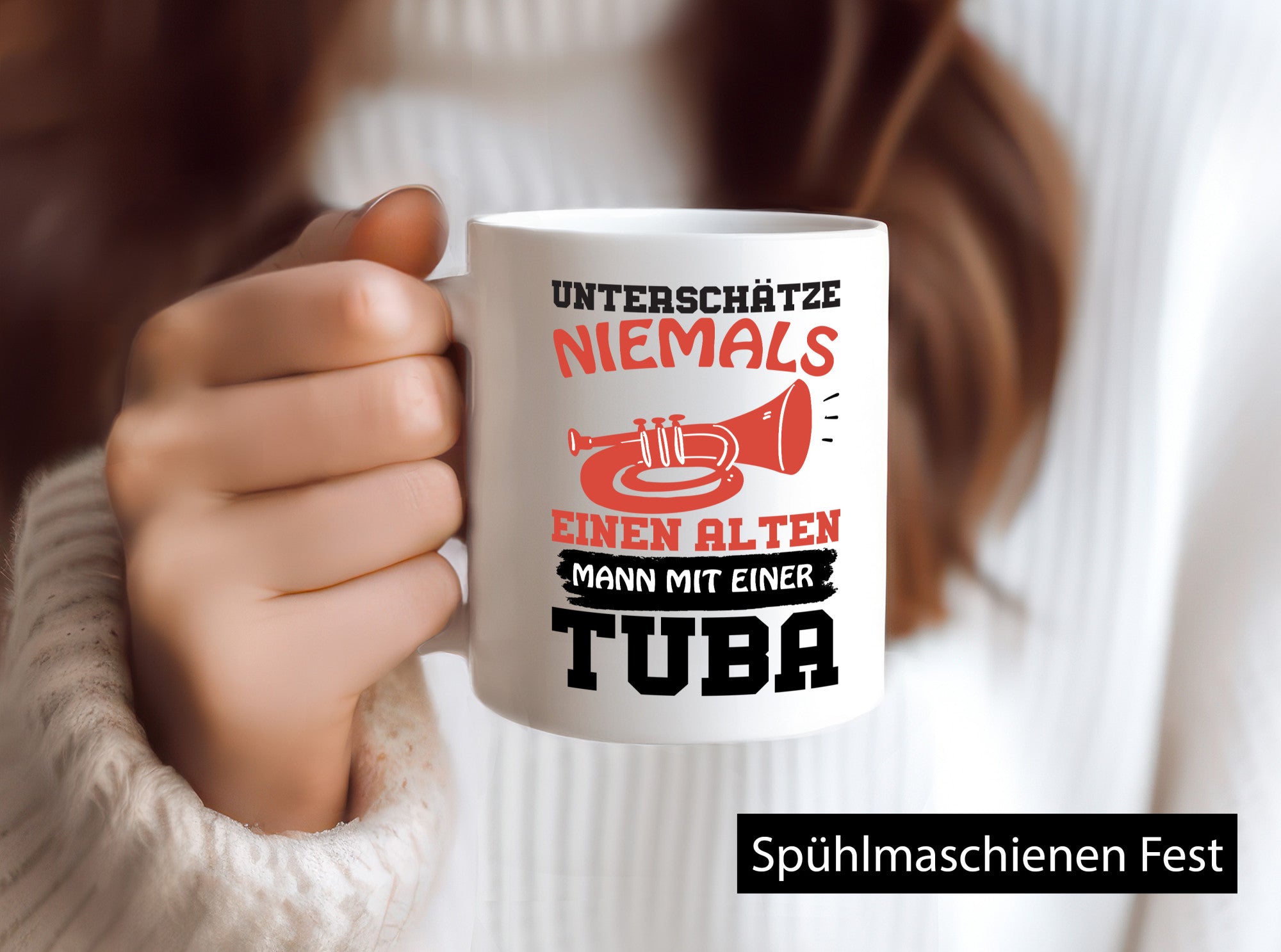 Alter Mann mit Tuba | Tubaspieler Tasse Musiker Witz Humor Geschenkidee