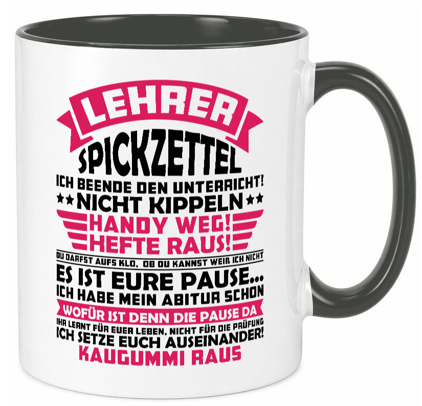 Lehrer Spickzettel | Beruf Tasse lustiger Spruch vl8 Geschenkidee Arbeit
