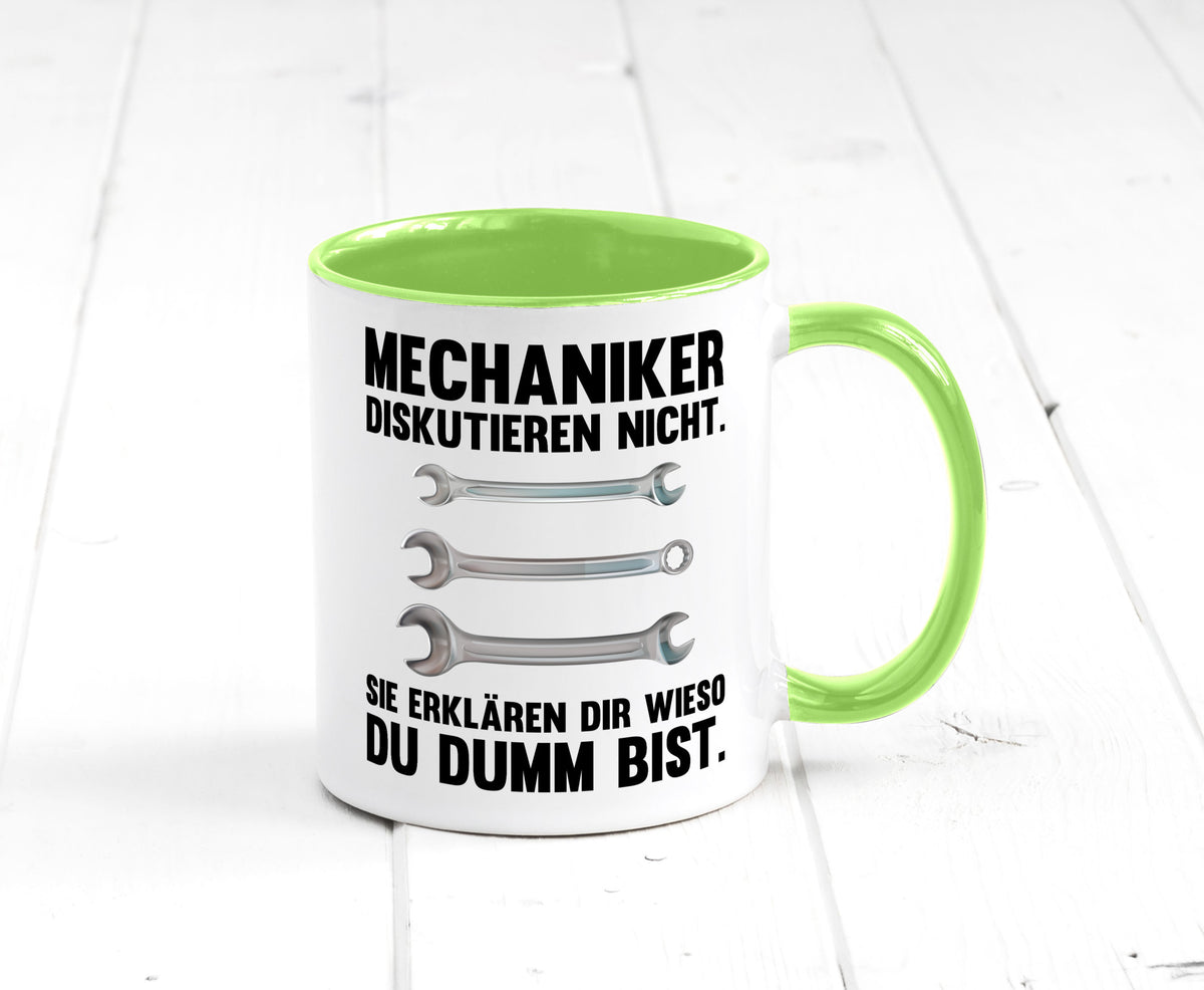 Mechaniker Diskutieren nicht sie erklären nur wieso Geschenkidee Tierliebhaber Tasse