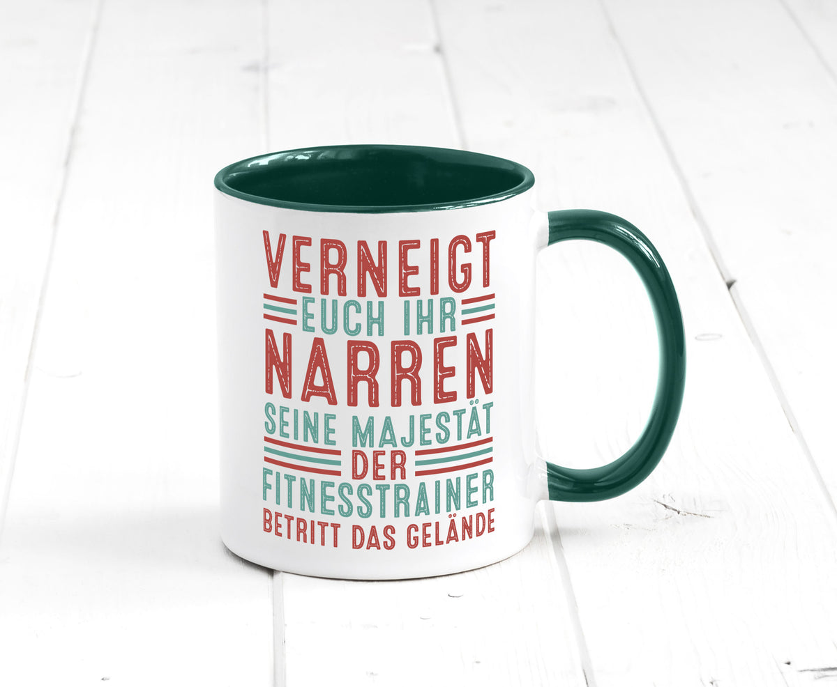 Verneigt euch: Fitnesstrainer | Personal Trainer v2 lustig Humor Geschenkidee Tasse
