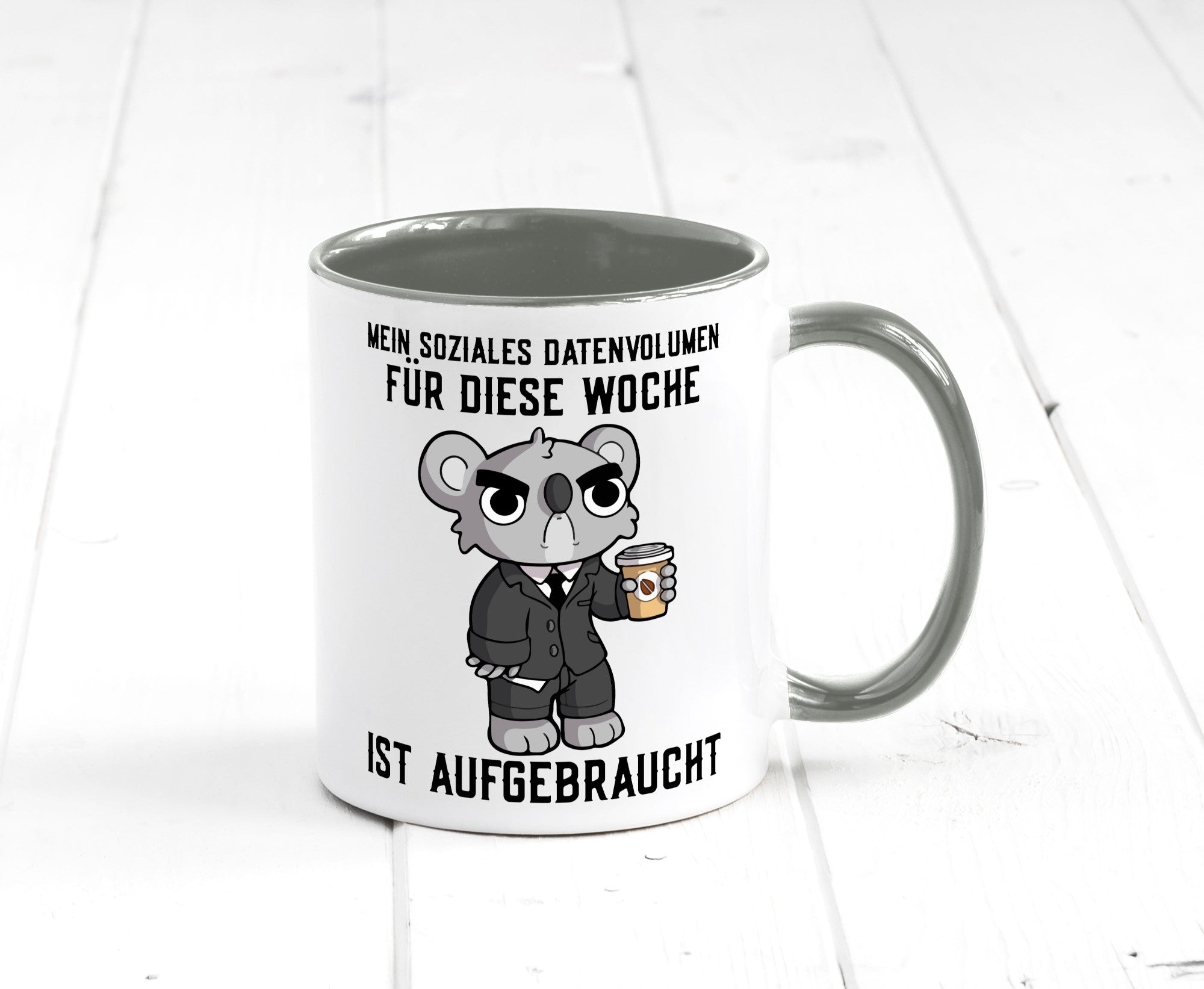 Soziales Datenvolumen | wütender Bär Einzelgänger Nerd Geschenkidee Humor Tasse