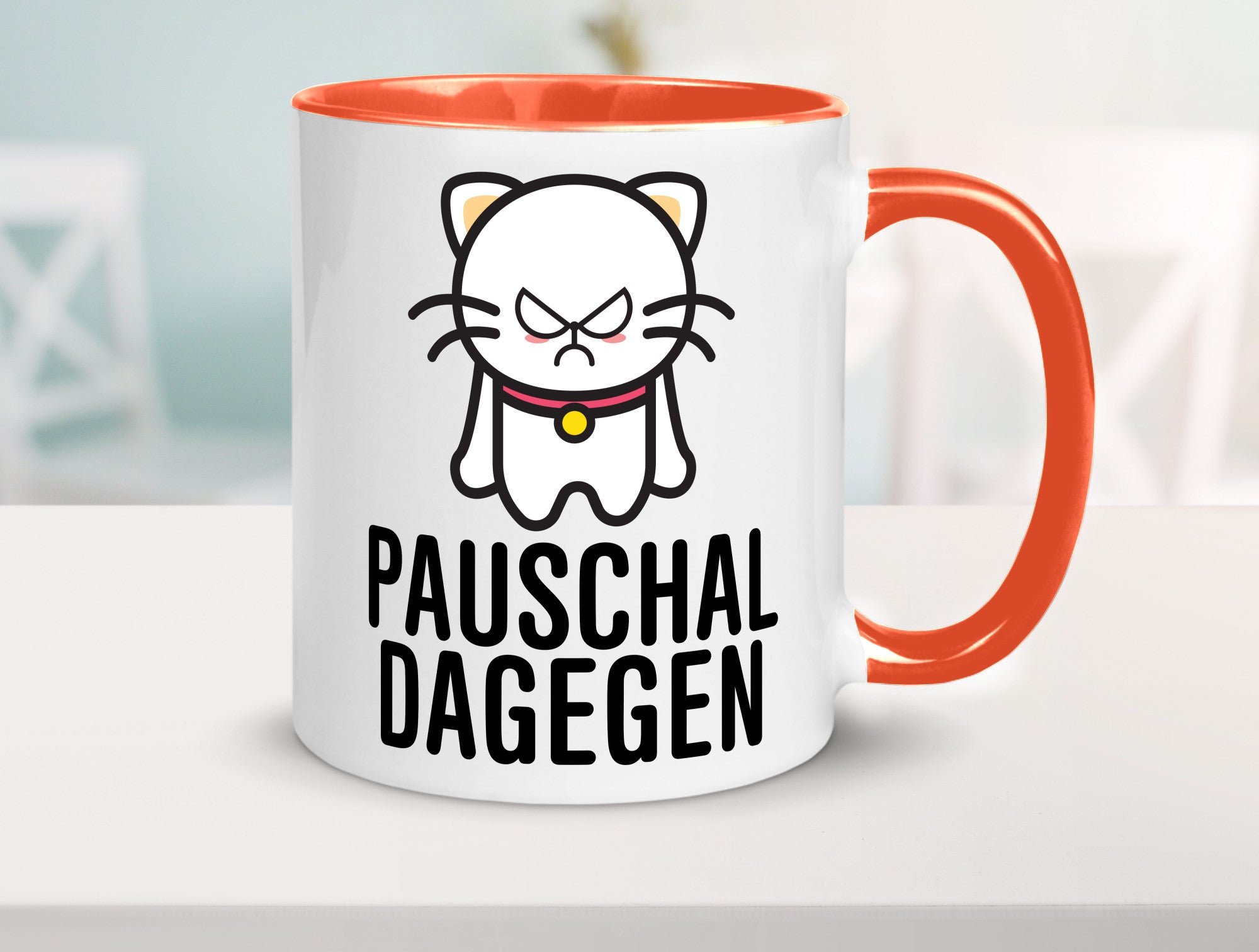 Pauschal dagegen | Katze Wut Geschenk Tierliebhaber Humor lustiger Spruch Tasse