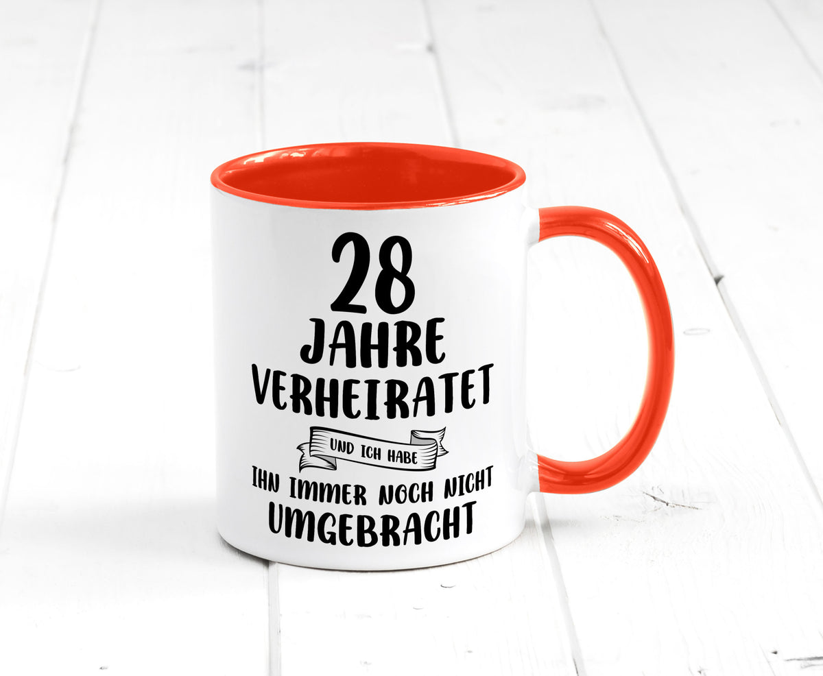 28 Jahre Verheiratet, immer noch am Leben! Geschenkidee Humor Tasse