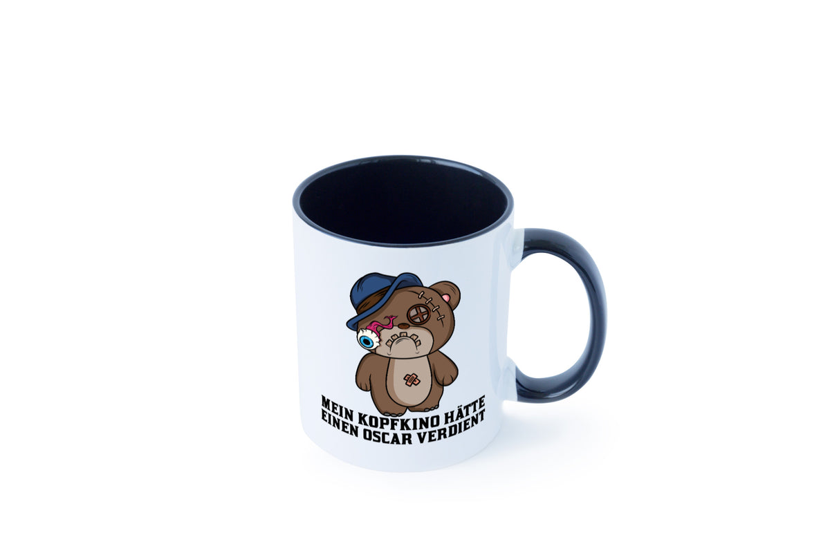 Mein Kopfkino hätte Oscar verdient | kaputter Bär Comic lustiger Spruch Tasse