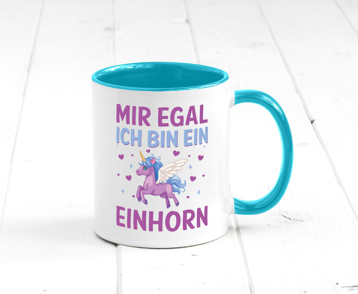 Mir egal, ich bin ein Einhorn| Herzen Geschenkidee Humor Tasse