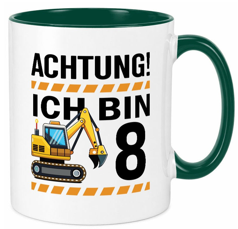 8 Geburtstag Ich bin | Bagger Junge Geschenk Geschenkidee lustiger Spruch Tasse