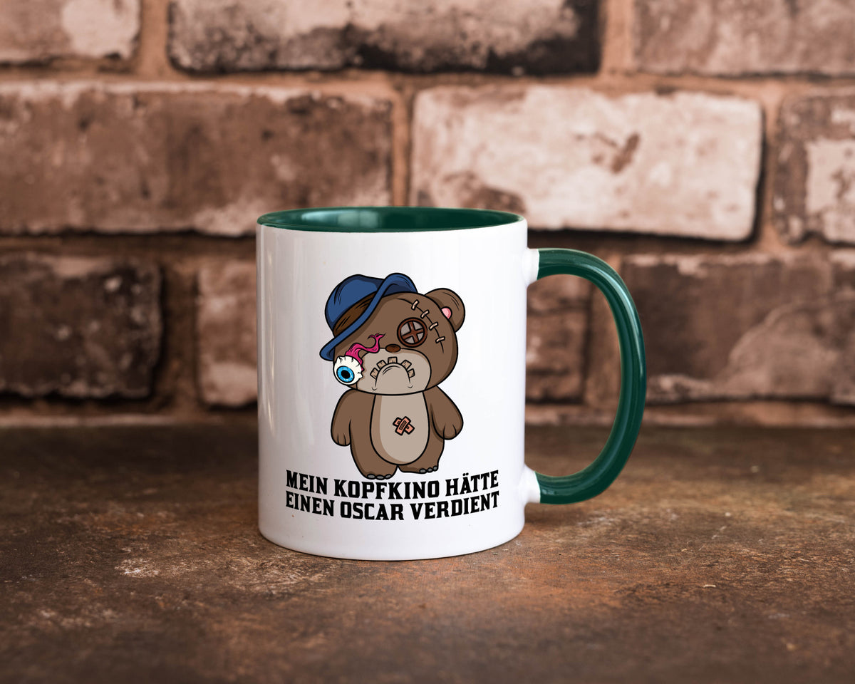 Mein Kopfkino hätte Oscar verdient | kaputter Bär Comic lustiger Spruch Tasse