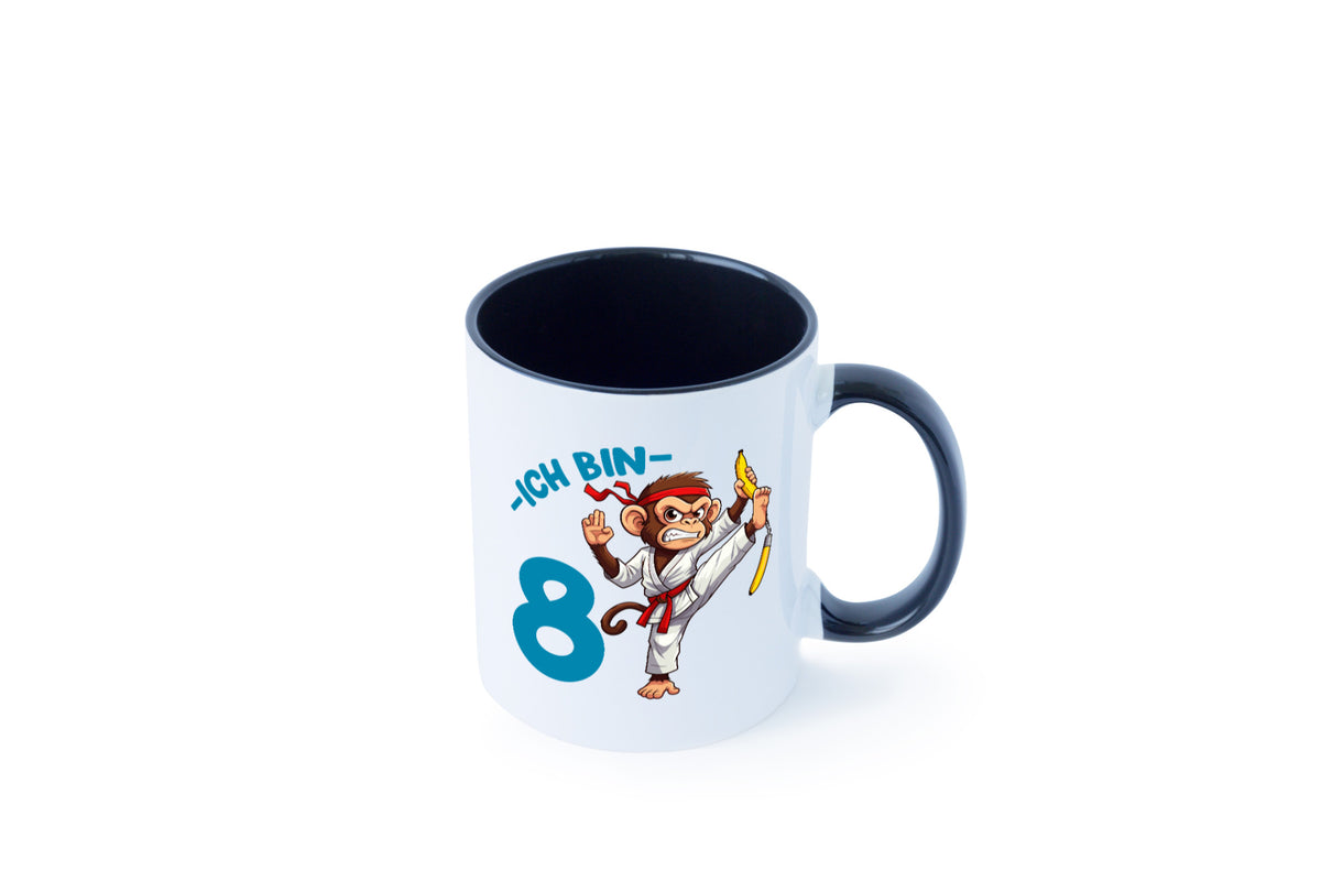 Ich bin 8 | 8. Geburtstag Karate Kampfsport Affe lustiger Spruch Geschenk Tasse