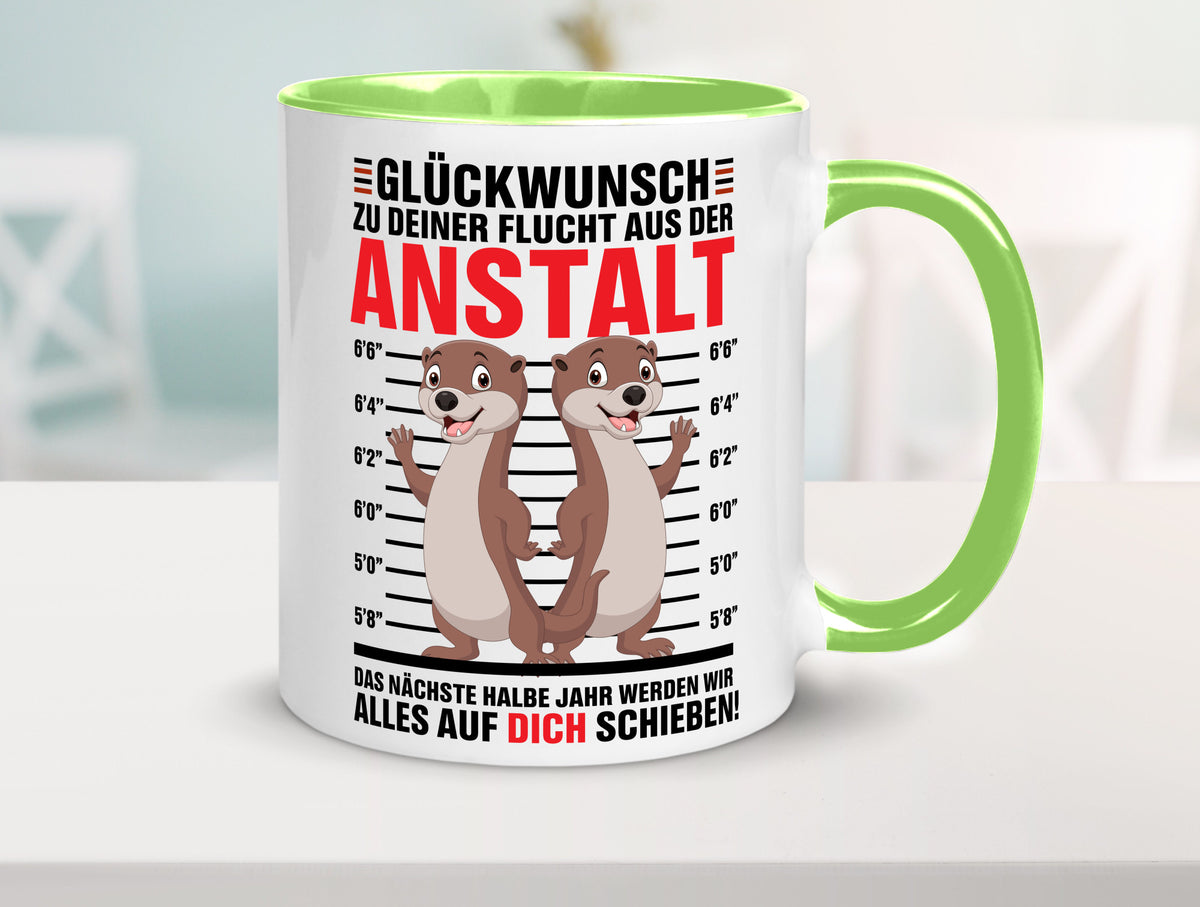 Glückwunch zur Flucht | Jobwechsel Arbeitskollegen Geschenk Arbeit Kollegen Tasse