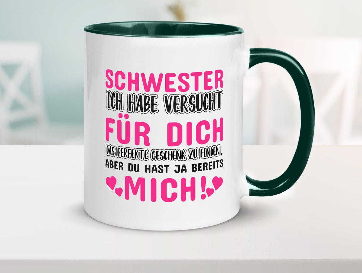 Schwester Tasse | lustiger Spruch Geschwisterliebe v2 Humor Geschenkidee