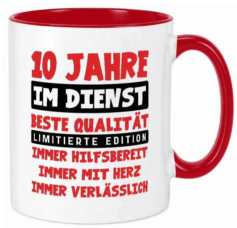 10 Jahre im Dienst | Jubiläum Arbeit v9 lustig Kollegen Büro Geschenk Tasse