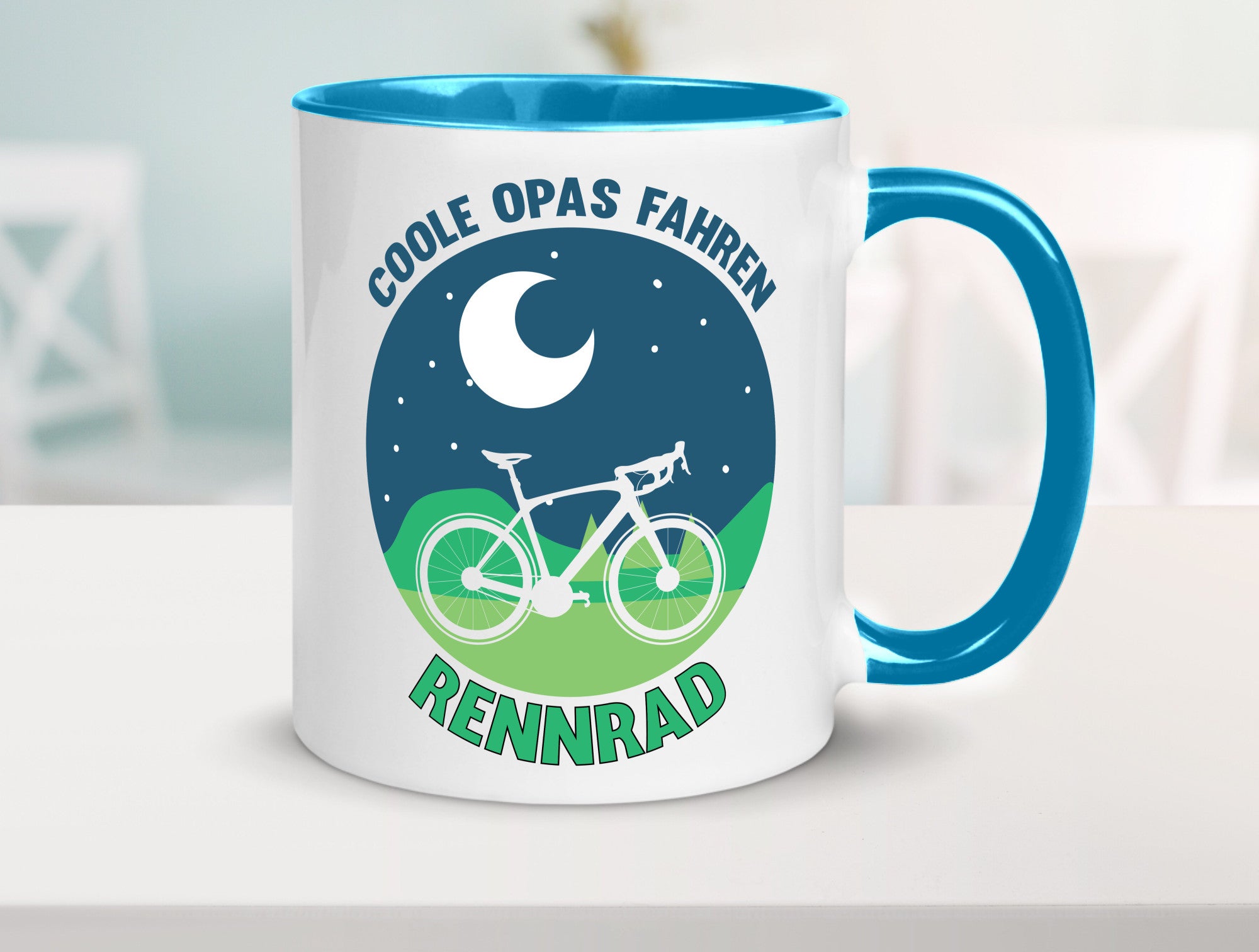 Coole Opas fahren Rennrad | Mond Landschaft Geschenk Familie Geschenkidee