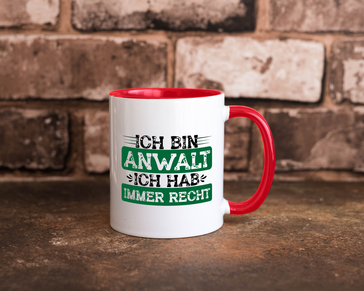Ich bin Anwalt habe immer Recht | Jura Humor Geschenkidee Tasse