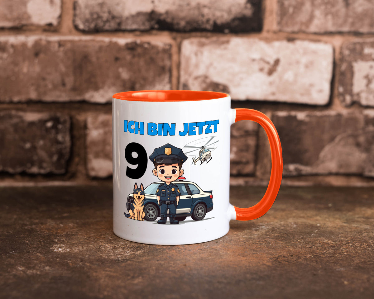 9. Geburtstag | 9 Jahre Polizei Kind Polizeiauto lustig Geschenkidee Geschenk Tasse